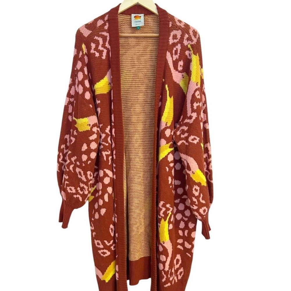 FARM Rio Vibrant Red and Yellow Cardigan